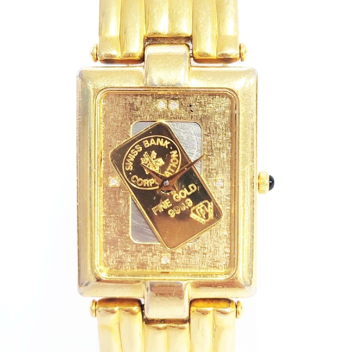 【1円スタート】【訳あり品】ELGIN エルジン FK-577 FINE GOLD 999.9 ゴールド文字盤 QZ ボーイズ腕時計 517458拍卖