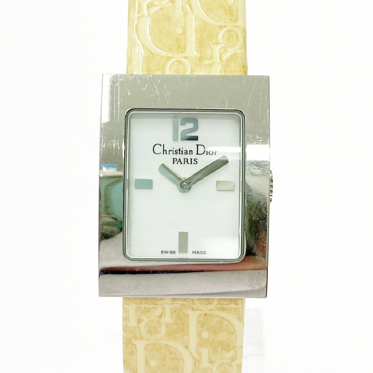 【1円スタート】Christian Dior クリスチャンディオール D78-109 マリス スクエア SS ホワイト文字盤 クオーツ レディース腕時計 517493拍卖