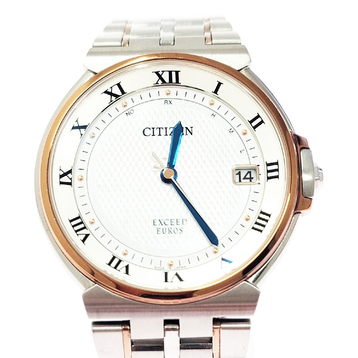 【1円スタート】CITIZEN シチズン H111-T019480 エクシード エコドライブ SS シェル文字盤 電波ソーラー メンズ腕時計 517389拍卖