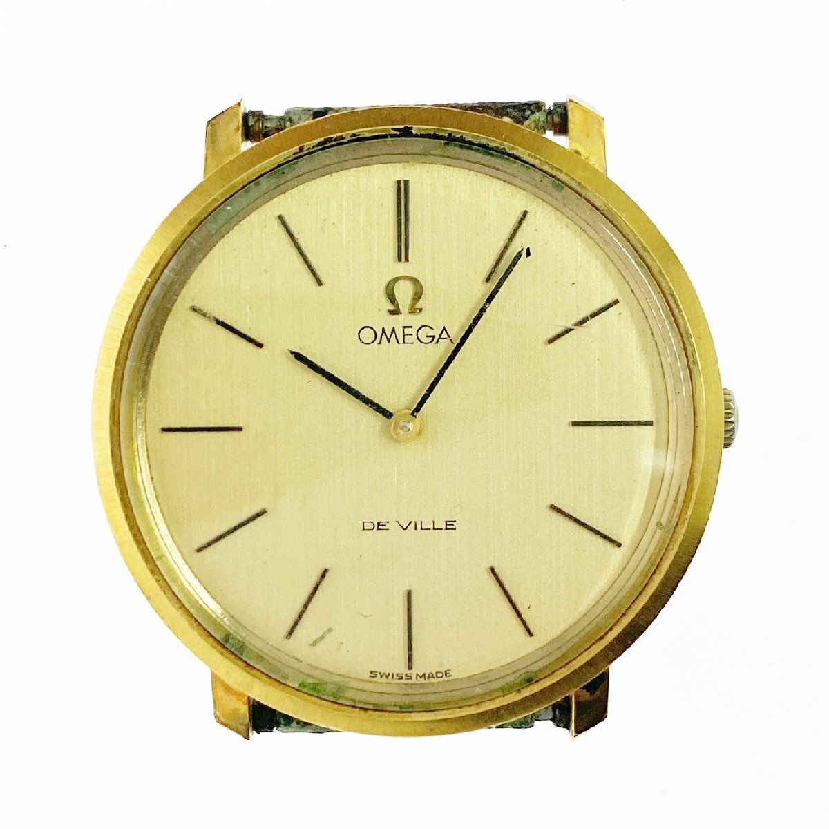 【1円スタート】OMEGA オメガ デビル ラウンド GP×SS ゴールド文字盤 手巻き ボーイズ腕時計 521221拍卖