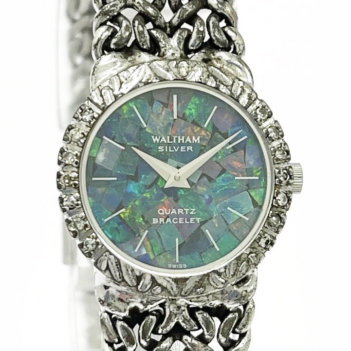 【1円スタート】WALTHAM ウォルサム 56106 SILVER 925刻印 オパール文字盤 クオーツ レディース腕時計 510614拍卖