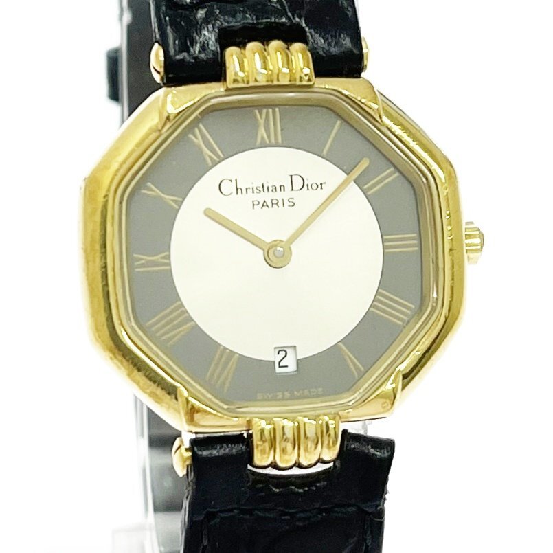 【1円スタート】【訳あり品】Christian Dior クリスチャンディオール D48-153 オクタゴン GP クオーツ レディース腕時計 514989拍卖