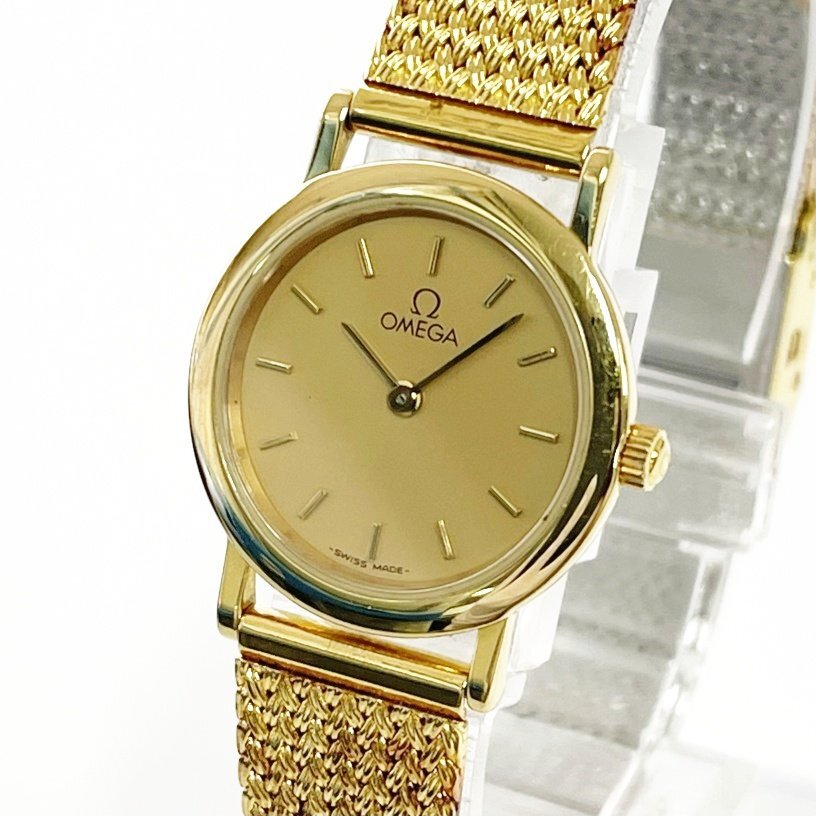 【1円スタート】OMEGA オメガ デビル ラウンド GP×SS ゴールド文字盤 クオーツ レディース腕時計 ジャンク 514846拍卖