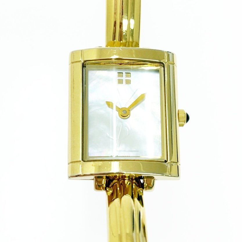 【1円スタート】YVES SAINT LAURENT イヴ・サンローラン 5920-H12115 バングルウォッチ GP シェル文字盤 クオーツ レディース腕時計 517373拍卖