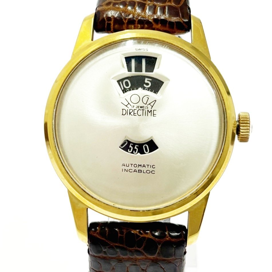 【1円スタート】【訳あり品】HOGA ホガ 9038T DIRECTIME ジャンピングアワー GP×SS シルバー文字盤 自動巻き メンズ腕時計 510768拍卖