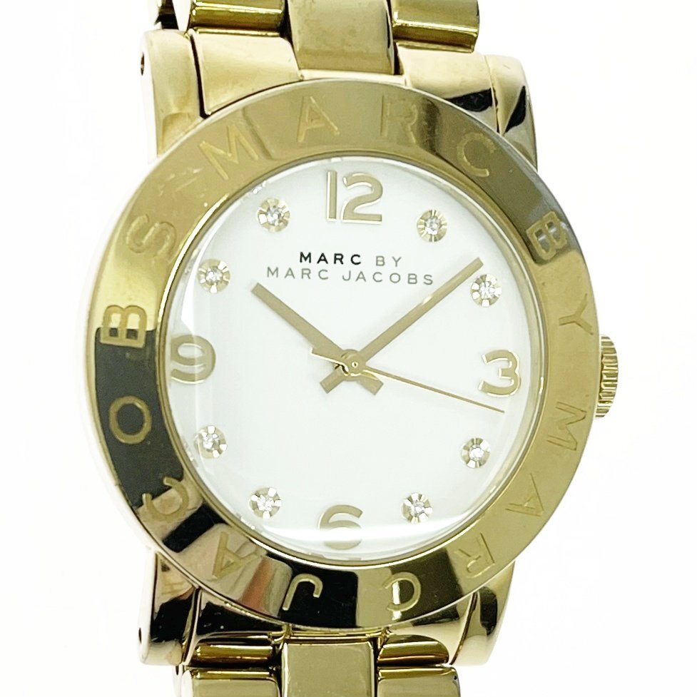 【1円スタート】MARC BY MARC JACOBS マークバイマークジェイコブス MBM3056 GP ホワイト文字盤 クオーツ メンズ腕時計 ジャンク 517507拍卖