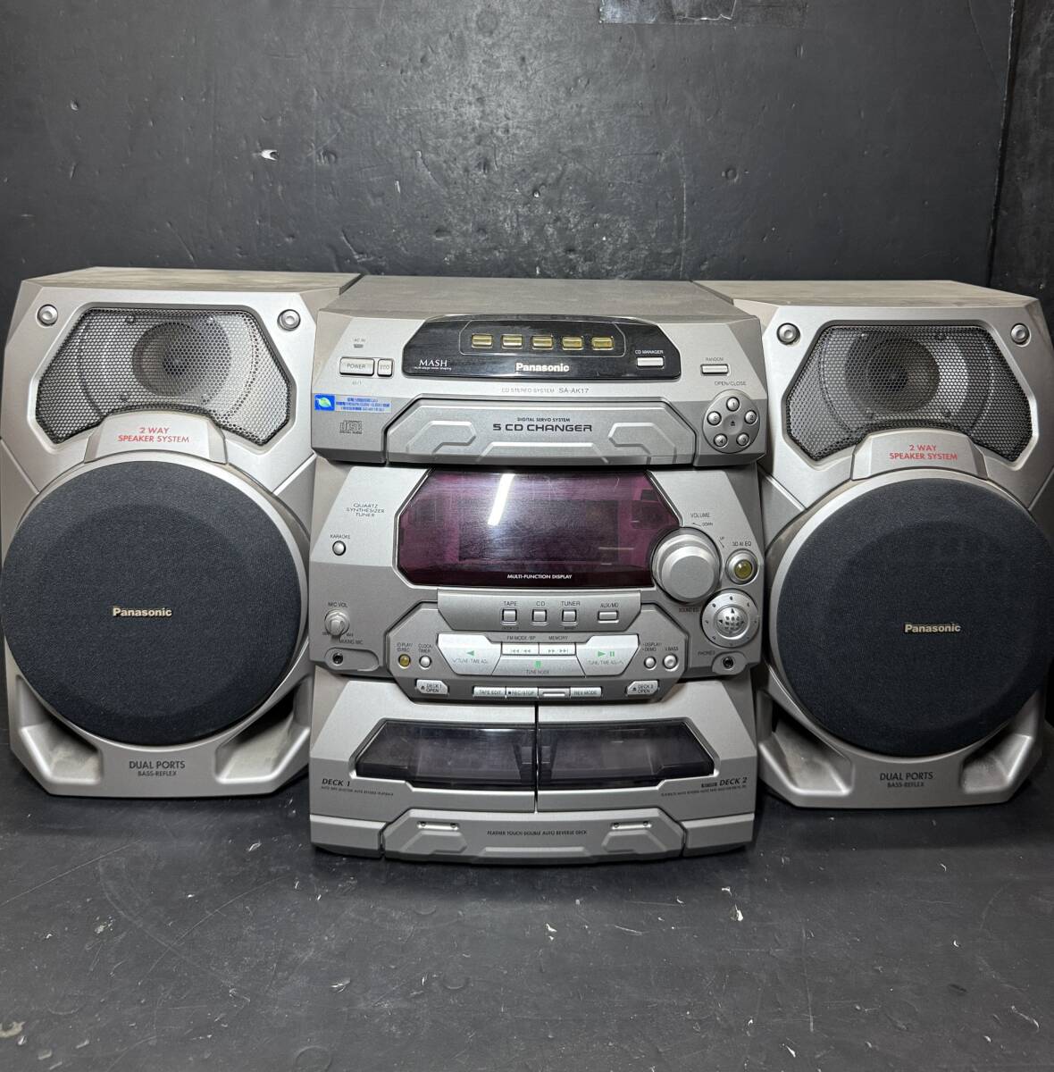 ★コレクター必見 通電可 Panasonic SA-A17 パナソニック 5CDチェンジャー コンポ CD カセットテープ ラジオ Se184拍卖