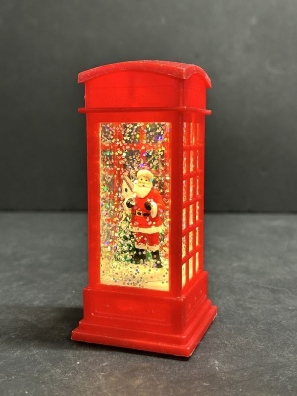 Xmas クリスマス オブジェ サンタ 電話ボックス スノーグローブ レッド 赤 キラキラ 冬の飾り インテリア 雑貨 置物 プレゼント ギフト拍卖