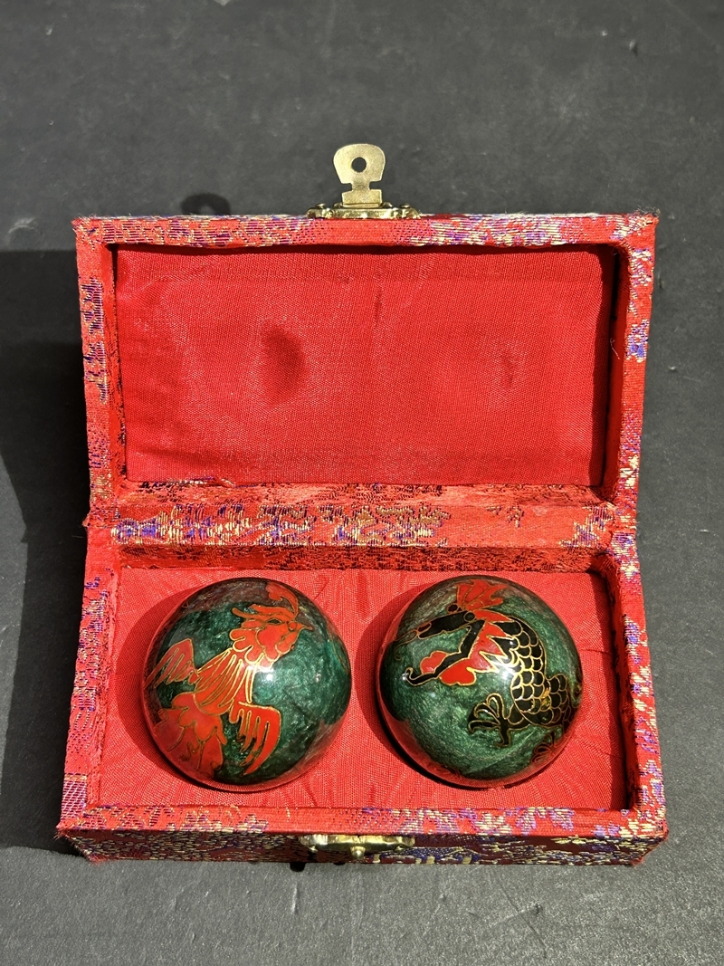 ● コレクター必見 中国 健康球 健身球 鳳凰 龍 健康器具 健康玉 元箱 コレクション Zr662拍卖