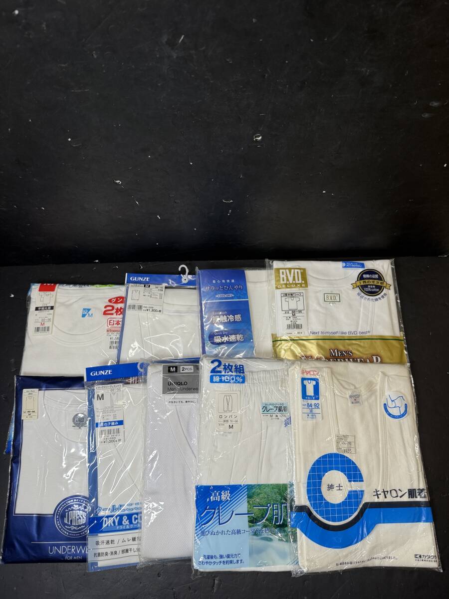 ★格安出品 未使用 メンズ 肌着 まとめ M 計12枚 半袖丸首/Vネックスリーブレスシャツ/ロンパン他 男性 下着 グンゼ他 インナー Se83拍卖