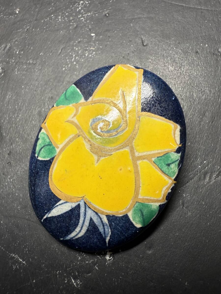 ★コレクター必見 ビンテージ 清水焼 ブローチ 花絵 陶芸 陶器製 アクセサリー 飾り コレクション Se129拍卖