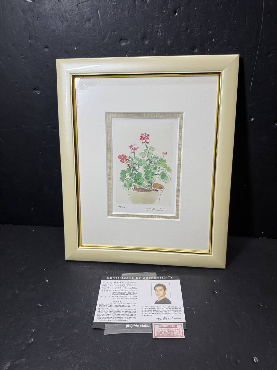 ★コレクター必見 榎木孝明 しとやかな朝(ゼラニウム) ダイアモンド・ストリーニング アート 額装 額縁 絵 作品 コレクション Se135拍卖