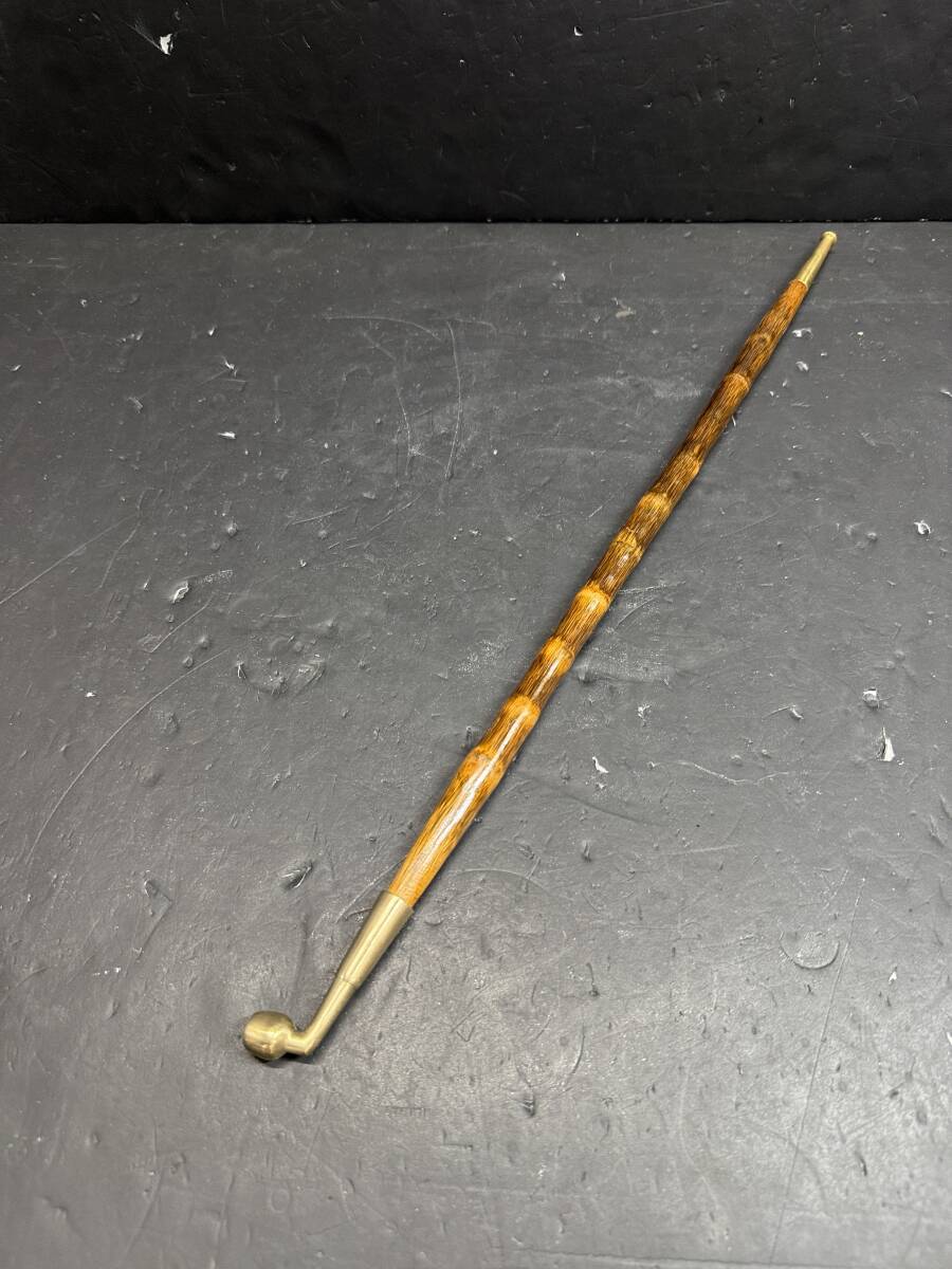 ★コレクター必見 ビンテージ キセル ロング 全長約48㎝ 木×金属 煙管 喫煙具 タバコ 煙草 グッズ レトロ コレクション GT106拍卖