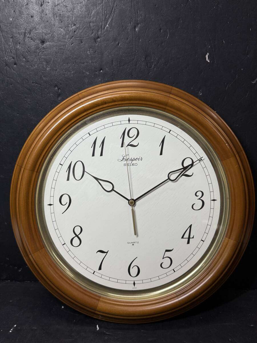 ★コレクター必見 シンプルデザイン SEIKO L’sepoir セイコー 掛け時計 動作品 木製枠 オブジェ 飾り Se207拍卖