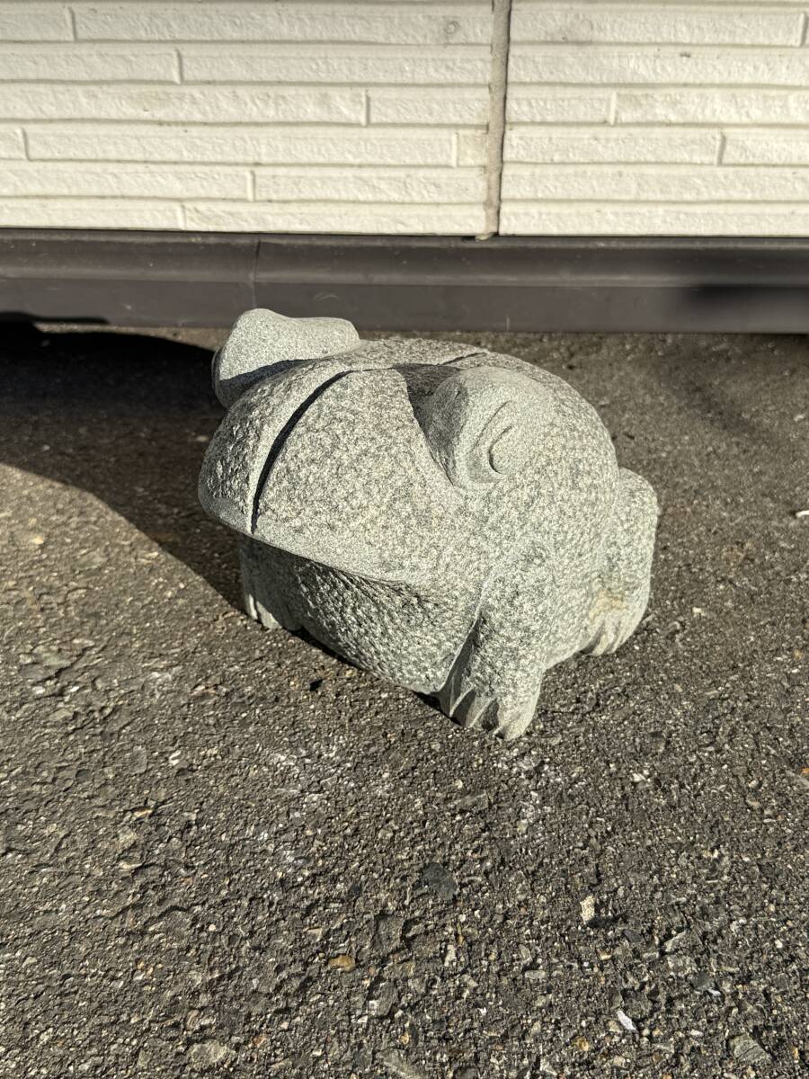 ★コレクター必見 石製 蛙 カエル 置物 石細工 重さ約7.9㎏ 和風 オブジェ ディスプレイ 店舗 縁起物 Se221拍卖