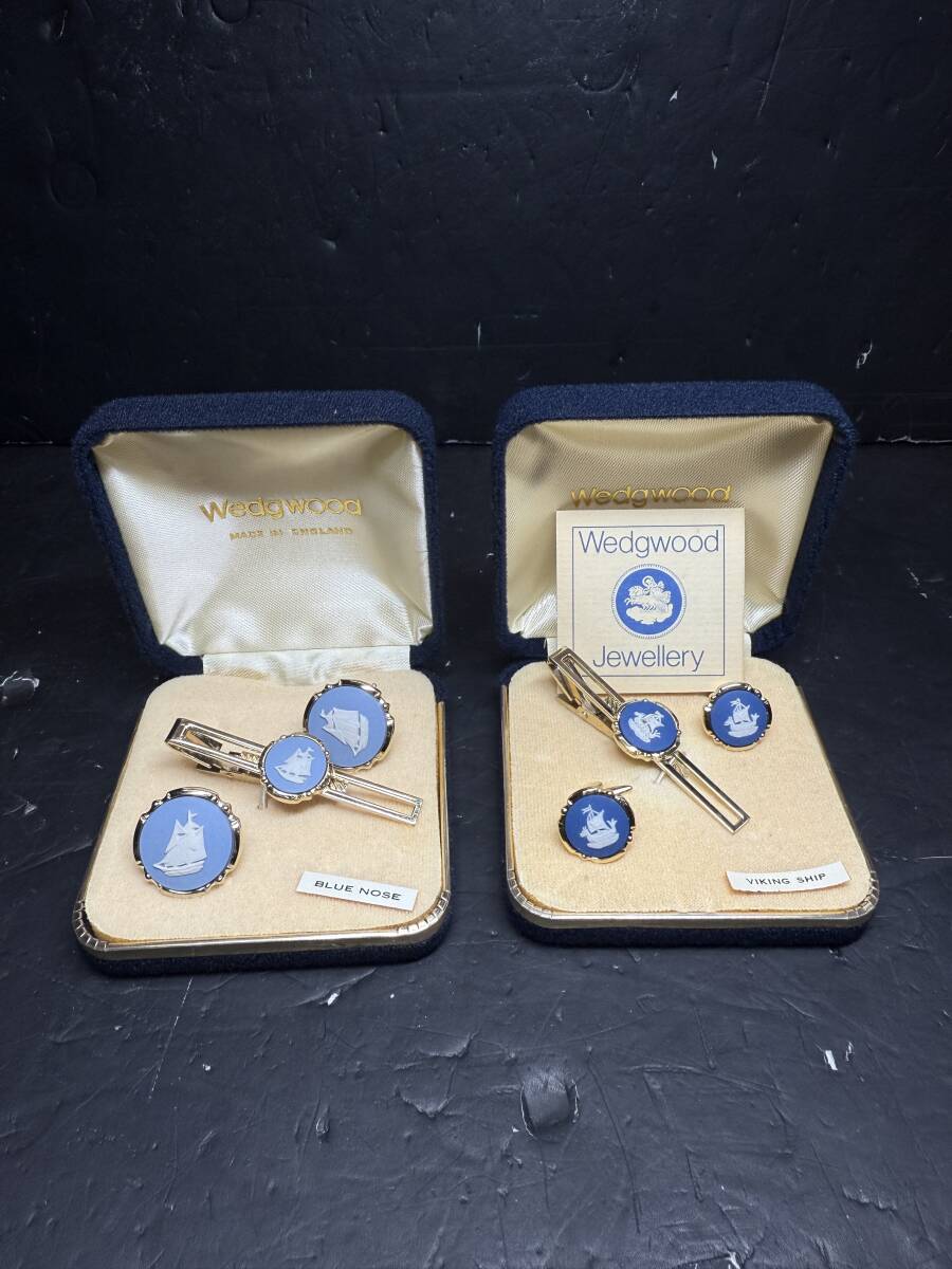 ★コレクター必見 WEDGWOOD JEWELRY ウェッジウッド タイピン カフス ケース付き 2点セット メンズ アクセサリー コレクション Se226拍卖