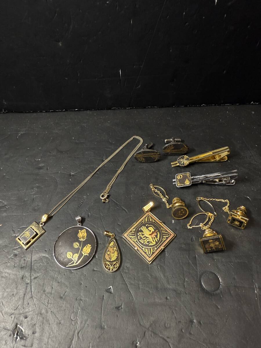 ★コレクター必見 ビンテージ 象嵌細工 アクセサリー まとめ タイピン タックピン ネックレス他 飾り コレクション G Se241拍卖