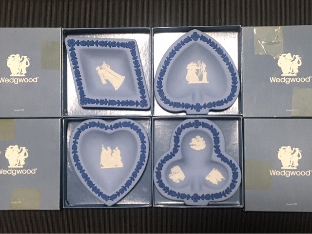 ◎ウェッジウッド 3色ジャスパー トランプ柄形プレート4種4枚セット◎元箱付拍卖