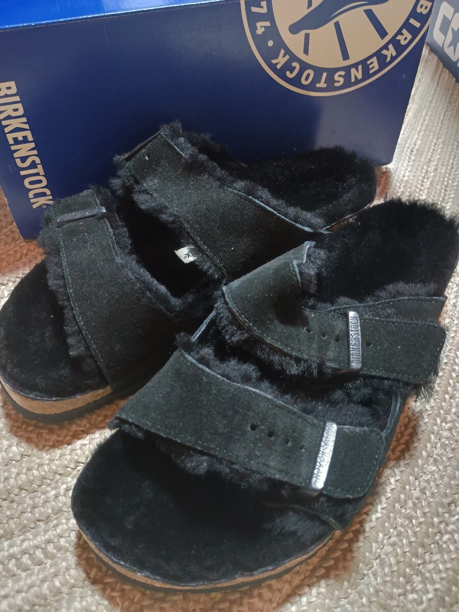 新品 定価20900 BIRKENSTOCK ビルケンシュトック アリゾナ ファーライナー 27cm 42 レギュラー スエード ブラック 黒 レザー メンズ拍卖