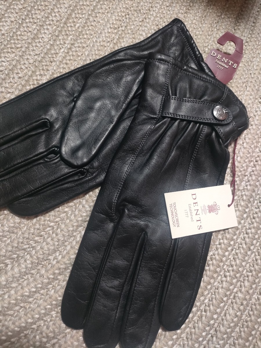 新品 未使用 DENTS 羊革 レザー グローブ タッチスクリーン ブラック 黒 L デンツ 手袋 INTERNATIONAL HAWORTH メンズ スムースレザー拍卖
