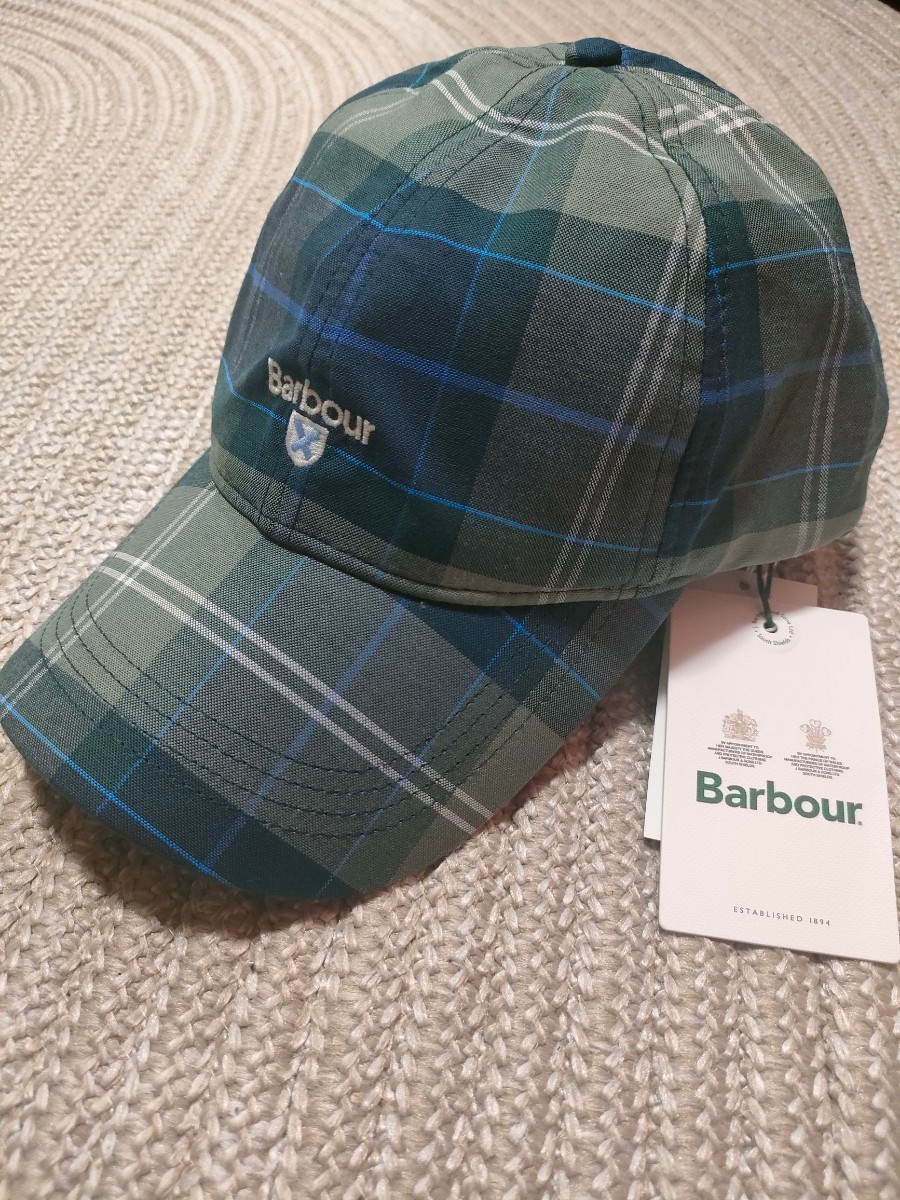 新品 未使用 Barbour バブアー コットン キャップ チェック ブルー グリーン 帽子 フリーサイズ拍卖