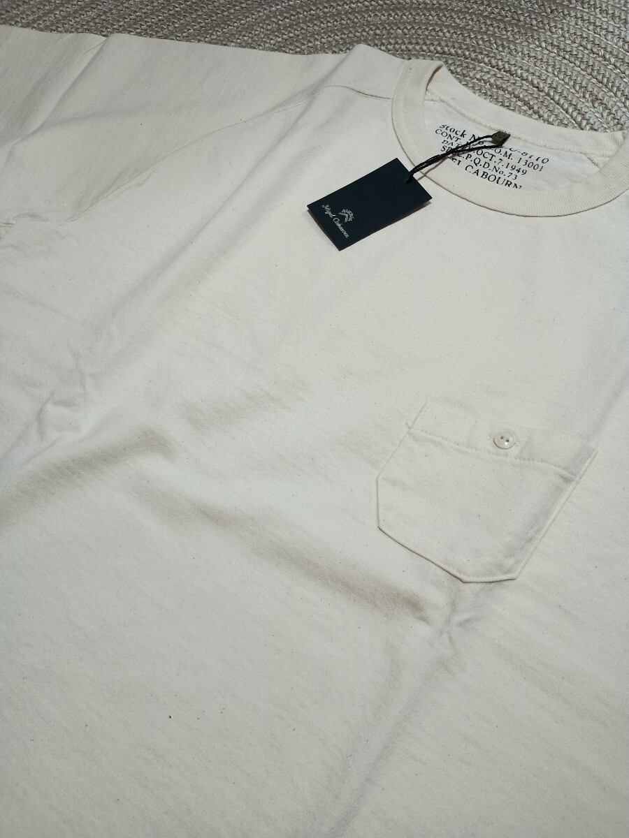 新品 日本製 ナイジェルケーボン 9.5オンス 胸ポケット付 半袖 Tシャツ 50 L ナチュラル ホワイト メンズ Nigel Cabourn 国内正規品 無地拍卖
