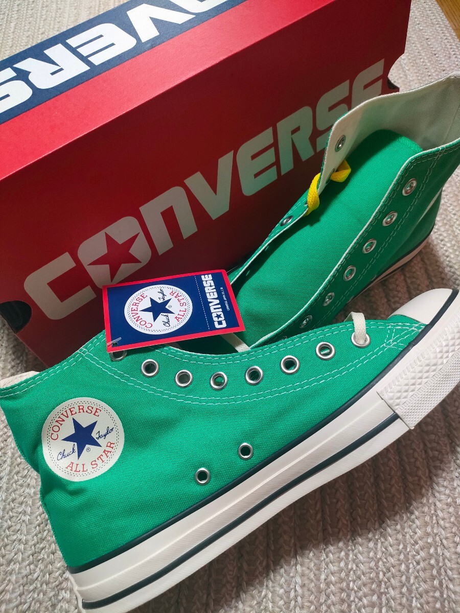 新品 未使用 CONVERSE ALL STAR HI バーントカラーズ ジェイドグリーン 27.5cm コンバース オールスター ハイ スニーカー 緑 グリーン拍卖