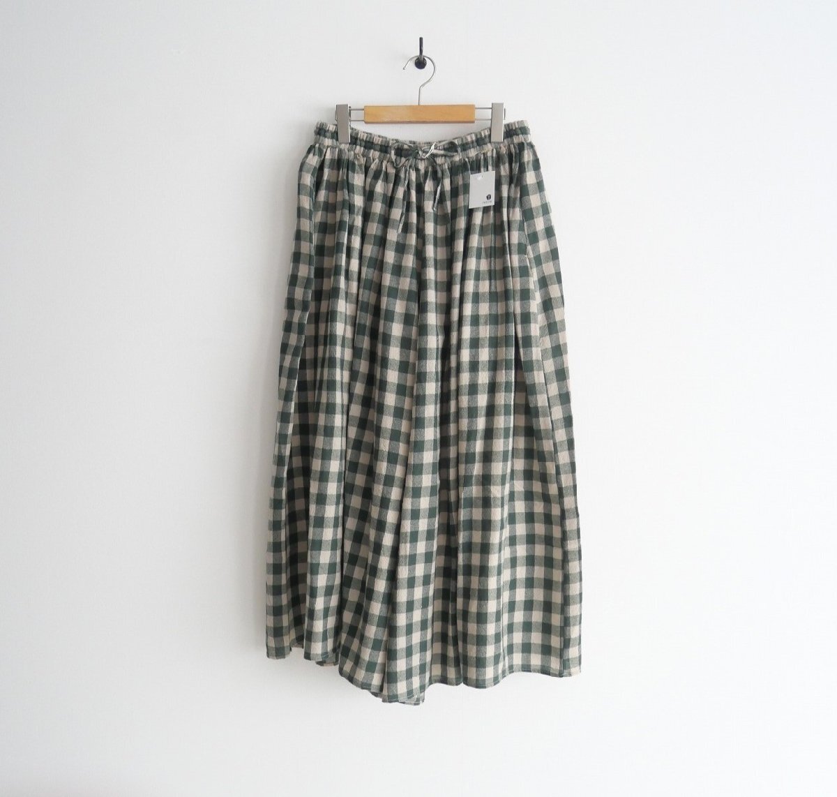 2023AW / 未使用 / maison de soil メゾンドソイル / BOILED WOOL BIG GINGHAM CHECK GATHERED CULOTTES キュロット 2 / 2401-0512拍卖