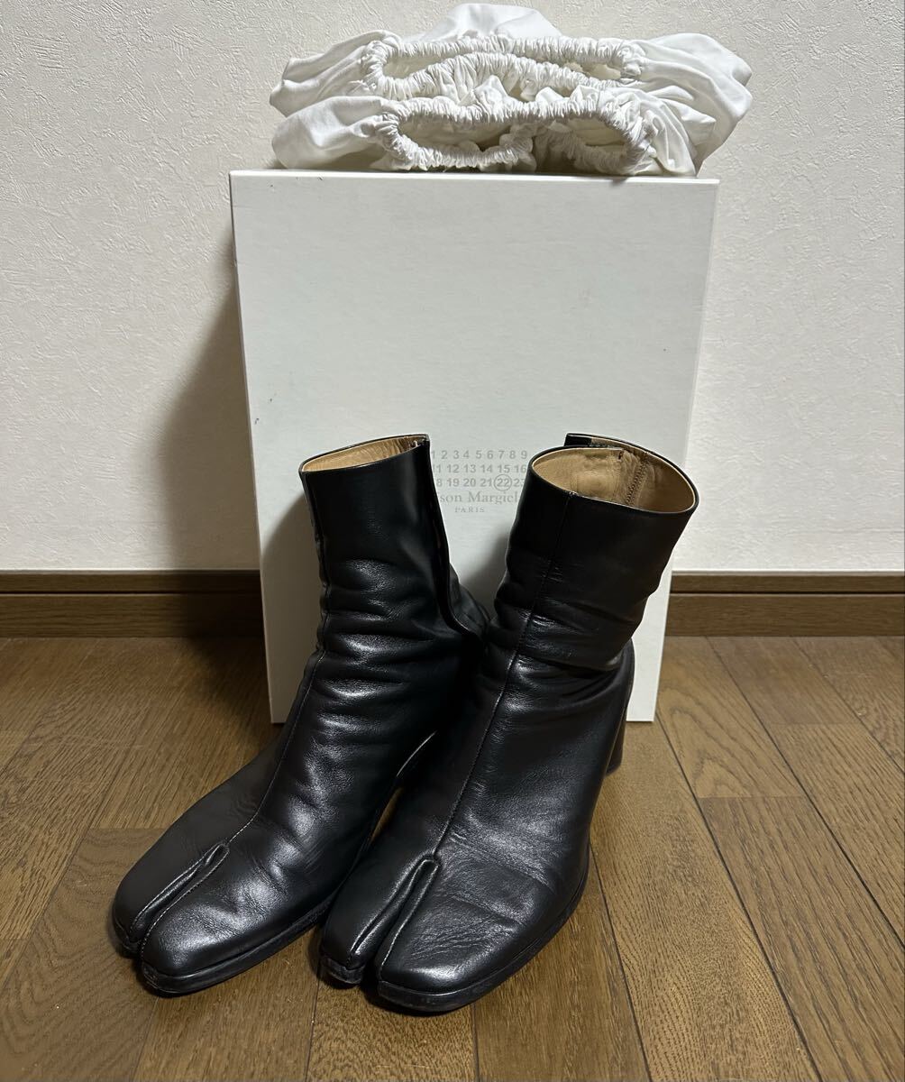 【美品】 maison margiela メゾン マルジェラ 足袋 ブーツ シューズ 42 タビ 黒 ブラック ヒール レザー ジャケット拍卖