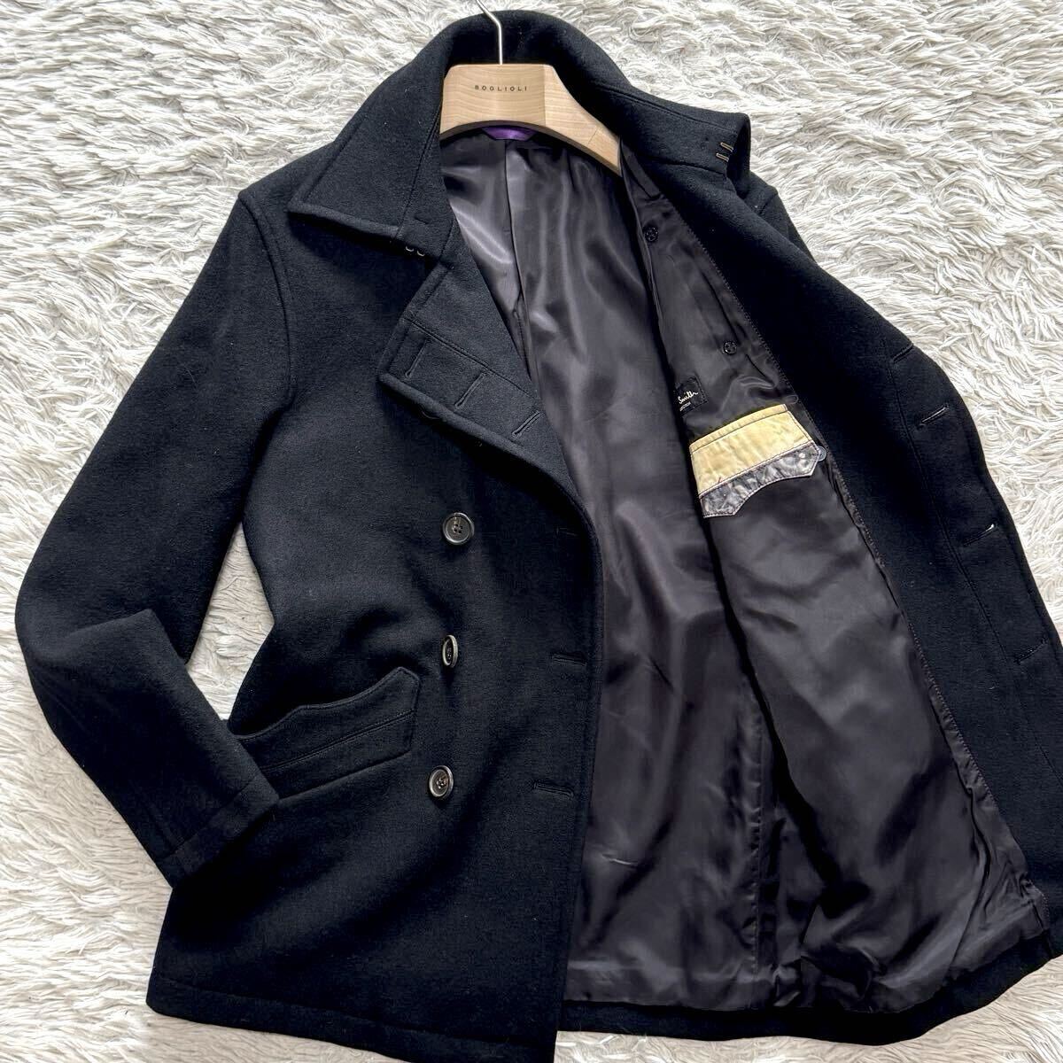 希少XL【繊維の宝石カシミヤ混】Paul Smith Collection 肉厚 ピーコート 2way ブラック ダブル Pコート ポールスミスコレクション 極暖◎拍卖