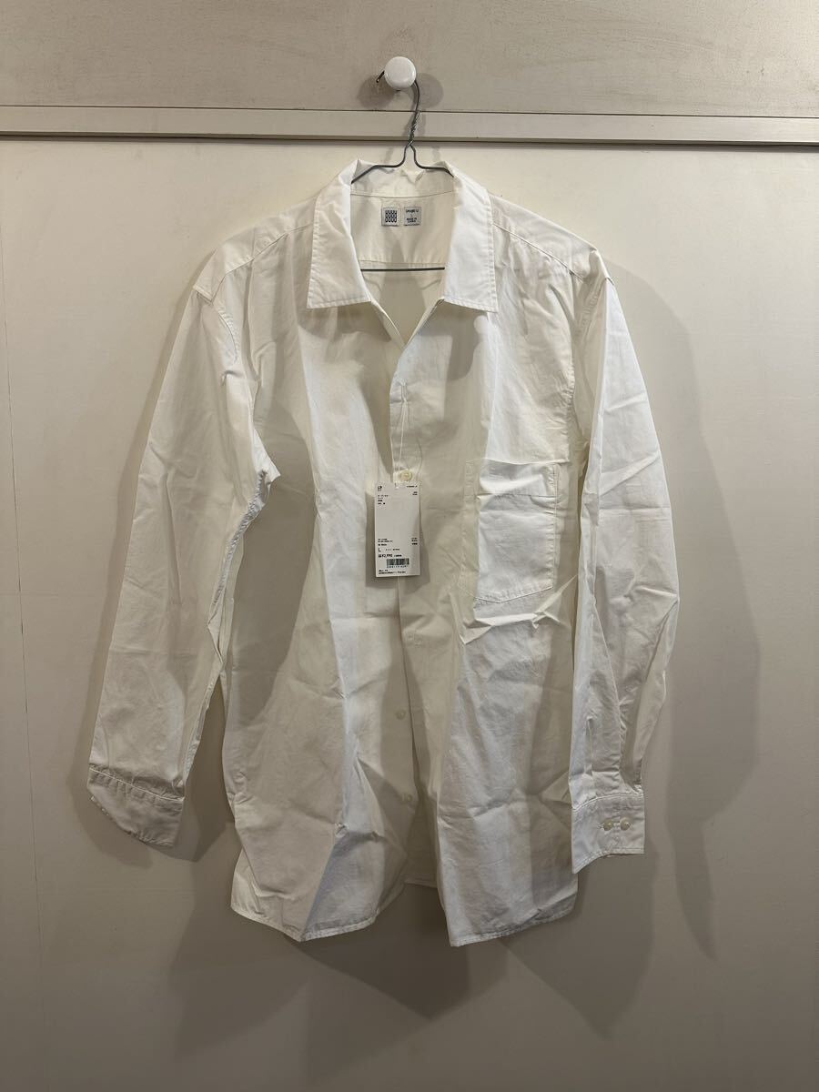 新品未使用ユニクロオープンカラーシャツL UNIQLO 白 ホワイト長袖シャツ拍卖
