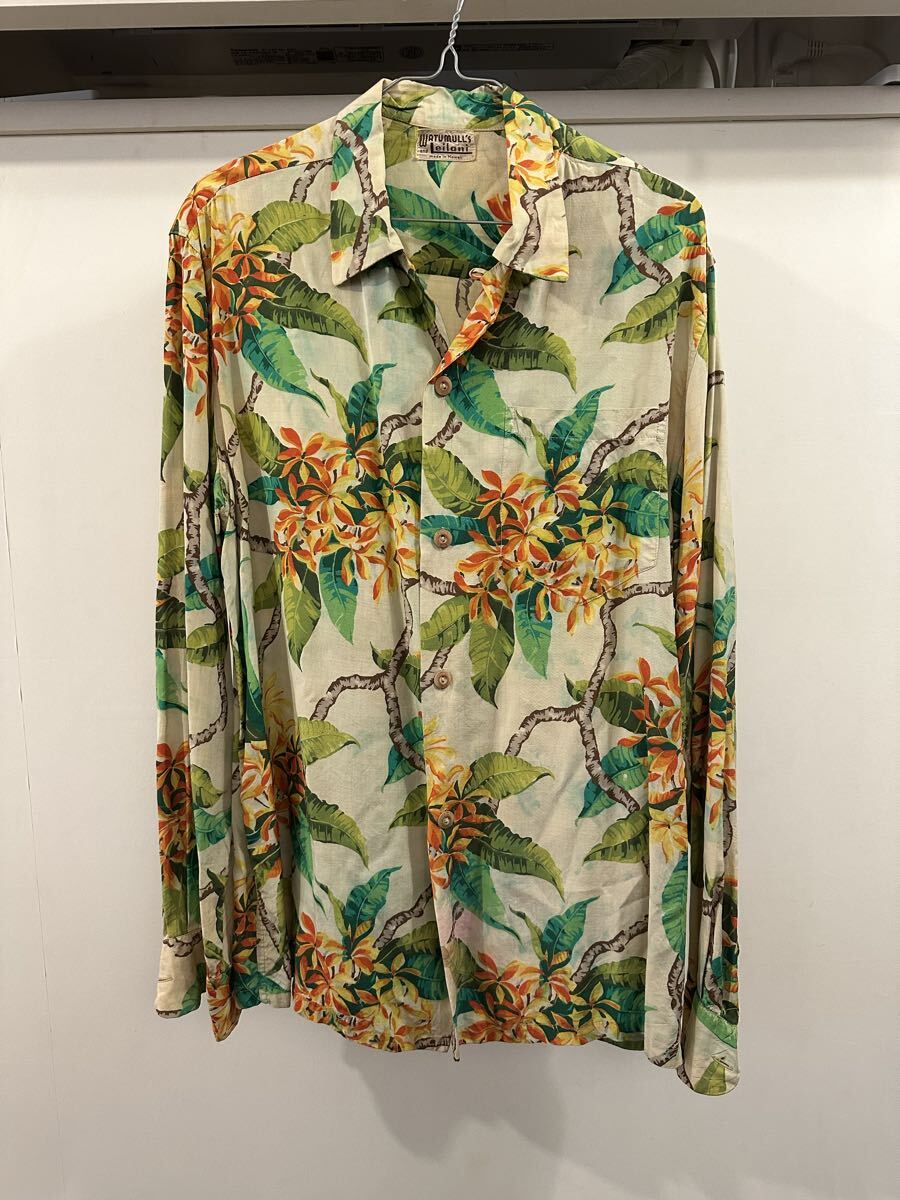 ビンテージアロハシャツ50's40'sワットルムス長袖/ サンサーフ拍卖