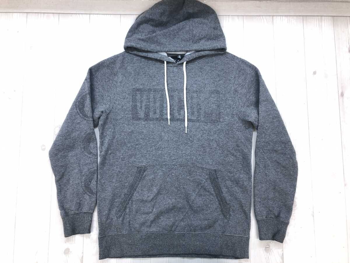 ボルコム VOLCOM アメカジ ストリート サーフ スケート プリント スウェット フーディー パーカー メンズ 裏起毛 コットン混合 S 杢グレー拍卖