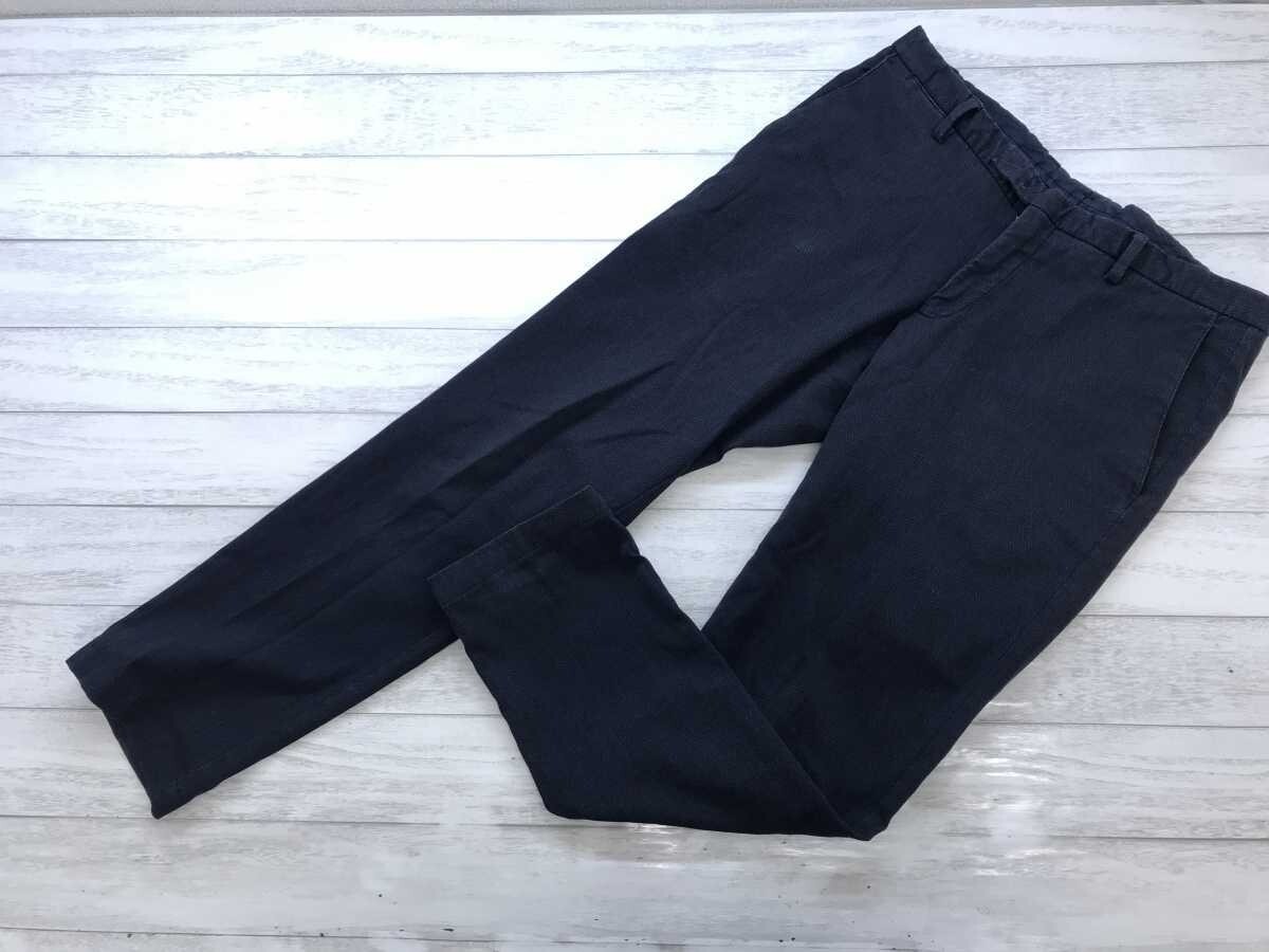 Italy製 ジェルマーノ GERMANO レトロ イタリアン トラッド テーパード スラックス パンツ ボトムス メンズ 綿混合 50 紺拍卖