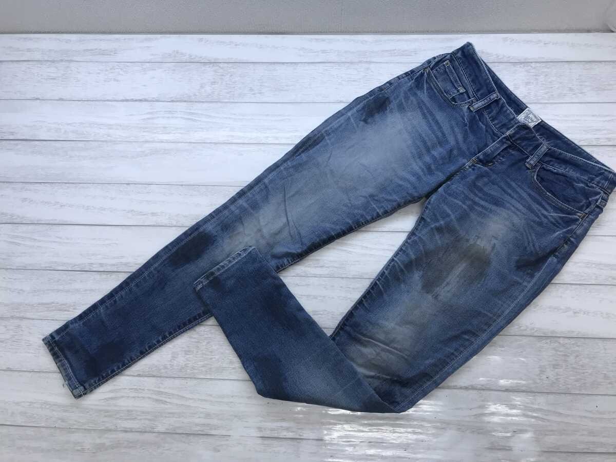 スパイラルガール Spiral Girl 00s サーフ 古着 USED加工 スキニー デニム パンツ ジーンズ ボトムス レディース 綿混合 2 青拍卖