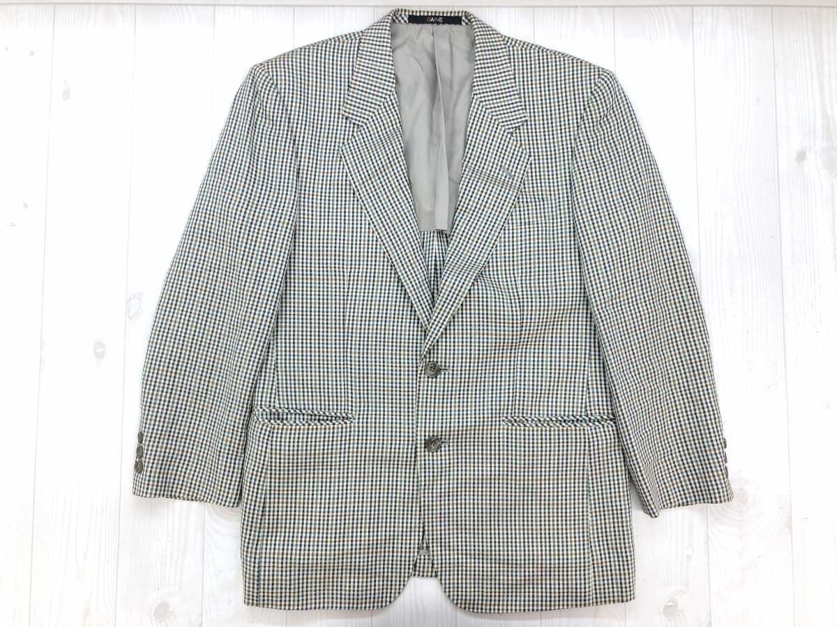 ダックス DAKS トラッド ガンクラブチェック 2つボタン テーラード ジャケット メンズ サイドベンツ ウール・シルク混合 90AL4 グレー系拍卖