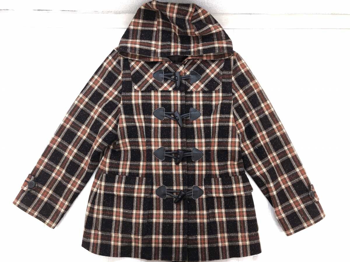 ジョルジュ・レッシュ GEORGES RECH レトロ ガーリー 古着 チェック ツイード ダッフルコート パーカー レディース 裏地有り ウール混拍卖