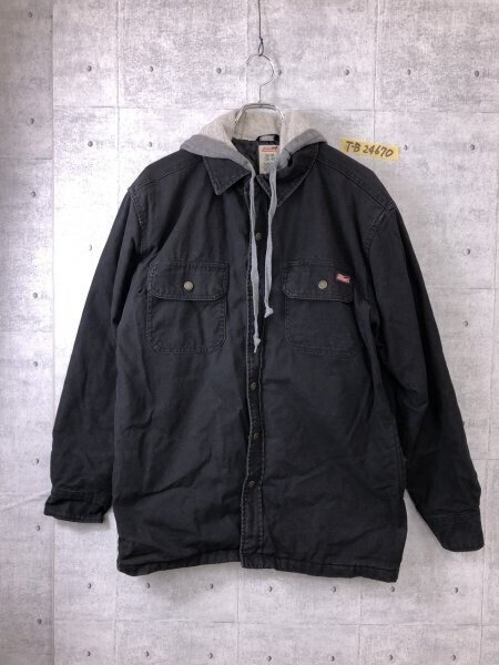 Dickies ディッキーズ メンズ パーカー 重ね着風 中綿 ジャケット M 黒拍卖