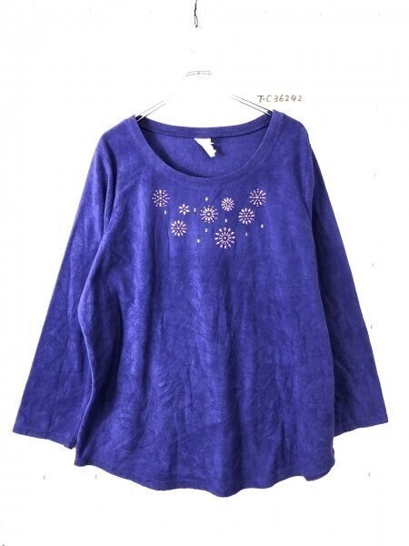 jms JUST MY SIZE レディース ライトストーン装飾 フリースカットソー 2XG 紫拍卖