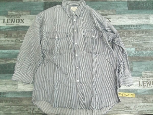 KEARNEY HOUSE メンズ ストライプ 長袖シャツ L 紺拍卖