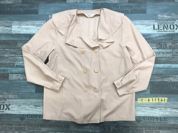 OXFORD QUINCY レディース 肩パッド付き ビッグカラー 薄手 コート ピンク拍卖