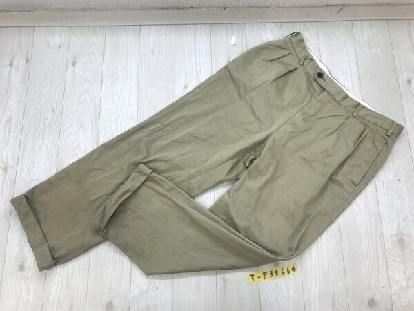 TAKEO KIKUCHI タケオキクチ メンズ 裾ロールアップ コットンカラーパンツ ベージュ拍卖