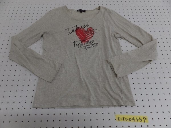 MICHEL KLEIN homme ミッシェルクラン メンズ ハート英字プリント ロンT 長袖カットソー グレージュ 46拍卖