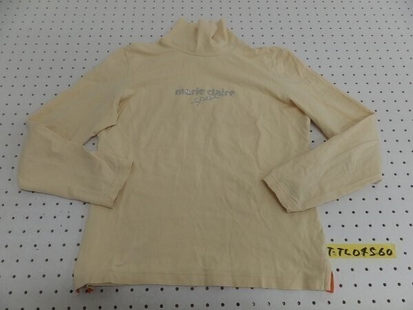 marie claire マリクレール レディース ロゴ ラインストーン ハイネック長袖カットソー ロンT クリーム L拍卖
