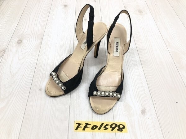 MOSCHINO モスキーノ レディース バックストラップ ビジュー パンプス サンダル 黒拍卖