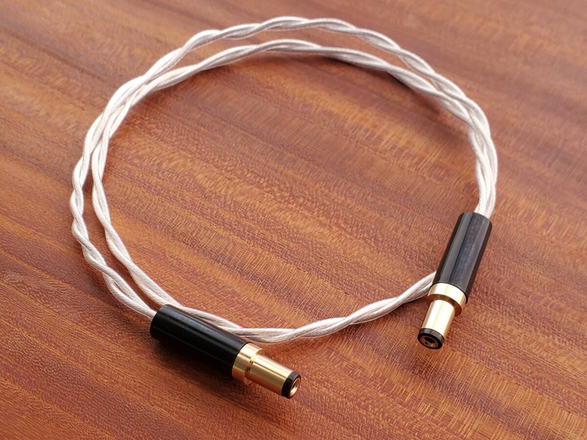 DCケーブル 0.5m DC5.5/2.1mm純銅金メッキ端子 AWG17テフロン被覆 銀メッキ銅線 SS-47はんだ オーディオ用アナログ電源対応 送料180円拍卖