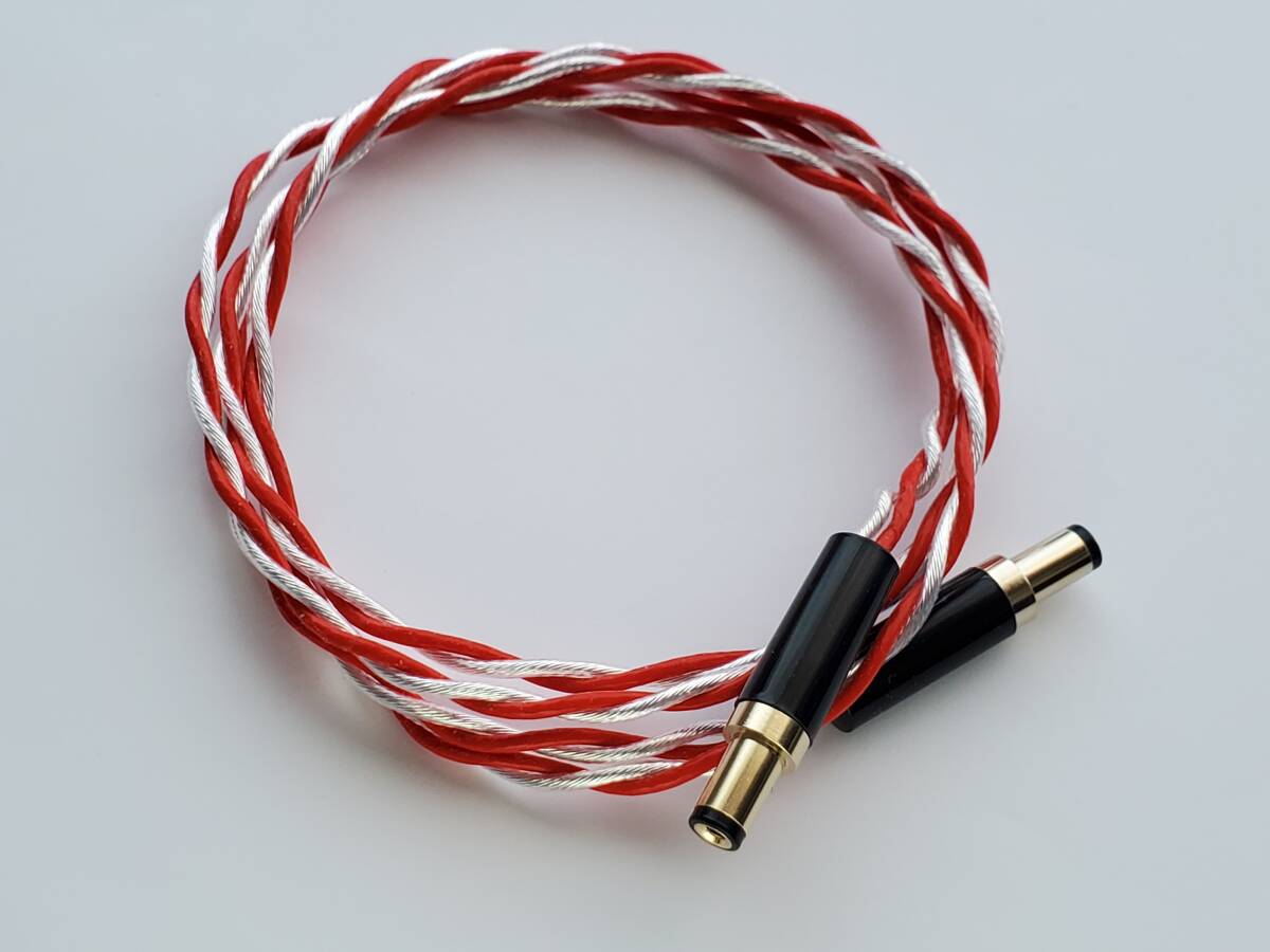 DCケーブル 1m DC5.5/2.1mm純銅金メッキ端子 AWG17テフロン被覆 銀メッキ銅線 SS-47はんだ オーディオ用アナログ電源対応 送料180円拍卖