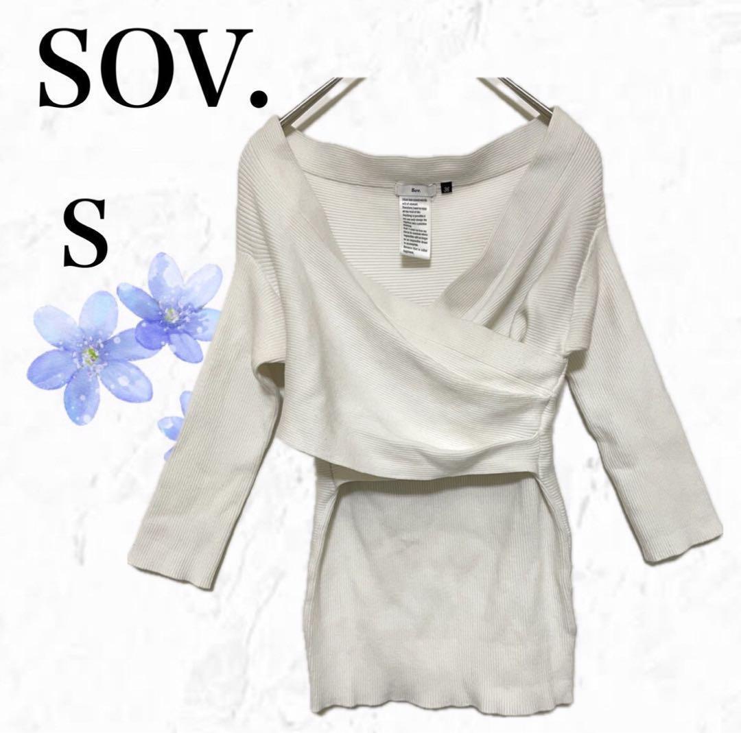 SOV.◇ソブ カシュクールリブニット【S】レイヤード風 変形 春服 オフィス 大人 セクシー 上品 細見え 拍卖