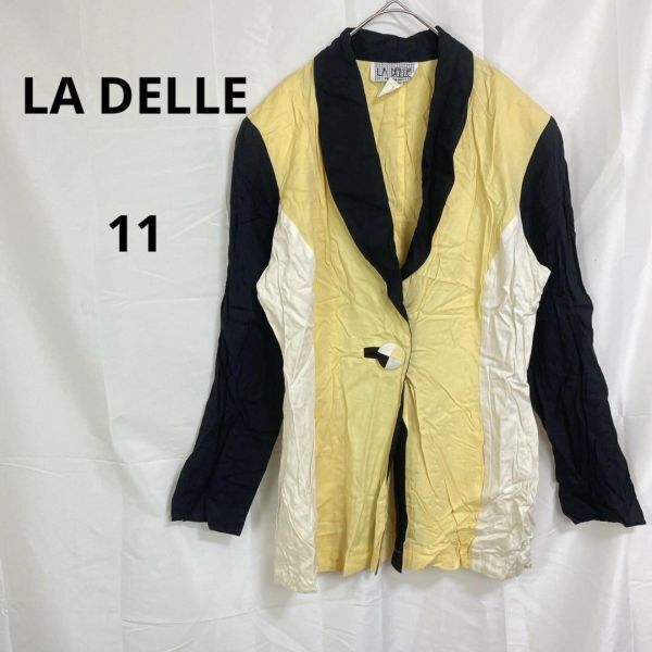 USA製 LA DELLE◇テーラードジャケット ヴィンテージ感あり 肩パッド拍卖