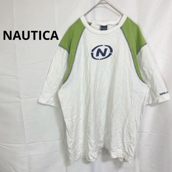 ノーティカ◇NAUTICA ラグラン切替デザインロゴ入Tシャツ コットン100%拍卖